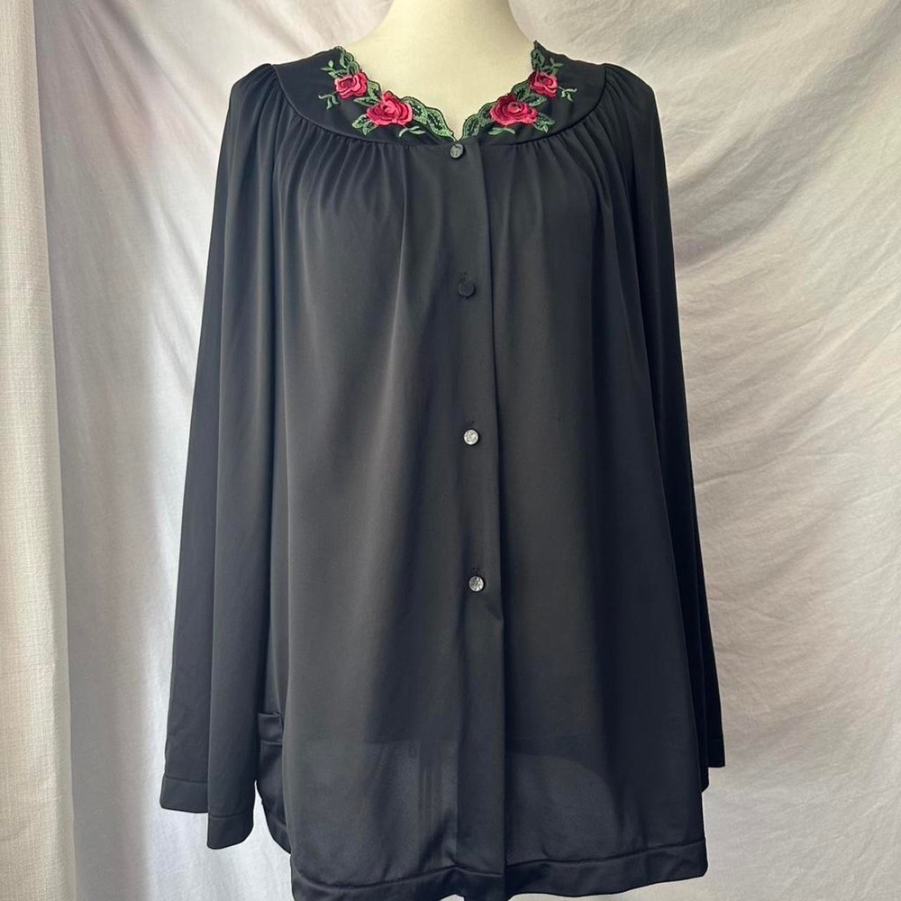 Shadow Line black vintage bedcoat